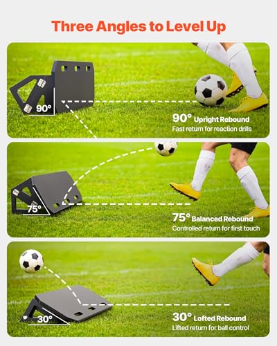 VEVOR Soccer Rebounder Board, Mult-Adjustable Angles Portable Soccer Rebound Wall, Foldable Kickback Board, Soccer Practice Equipment, Ideal for Kids & Adults Passing & Shooting Drills - size: 40" x 12"