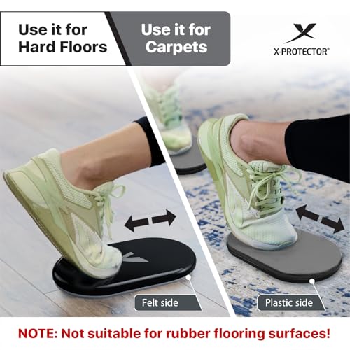 X-Protector Sliders for Working Out - 2 PCS - Double-Sided Exercise Sliders for Hard & Carpeted Floors - Gliders for Exercising! - color: Black & Grey