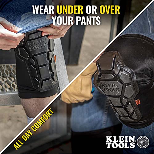 Klein Tools 60615 Knee Pad, Heavy Duty Padded Knee Sleeves, Breathable Mesh Back, Elastic Cuff with Slip-Resistant Silicone, S/M, Black - size: S/M