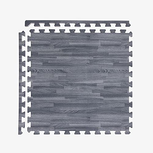 IncStores Premium Soft Wood Print Foam Flooring Tiles | Interlocking Foam Tiles for Home, Gym, Training and Yoga | 3/8 and 5/8 Inch - color: 5/8" - Grey, size: 64 Sq Ft