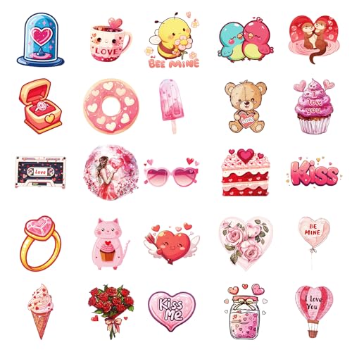 100PCS Pink Valentine's Day Stickers, Cute Valentine Stickers for DIY Crafts, Scrapbook, Water Bottles, Laptops, Phone Cases for Valentine's Day Gifts & Decorations - color: Lover