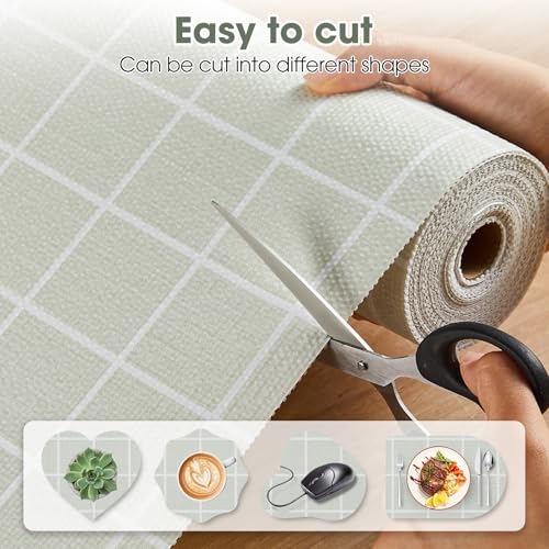 Drawer and Shelf Liner, Non-Slip Kitchen Cabinet Liners Non-Adhesive Thick Strong Grip Waterproof Washable Mats Protect Dresser Shelves Cupboard Bathroom Cabinets, Light Green, 12 in X 10 FT - color: Light Green, size: 11.8"W x 118"L