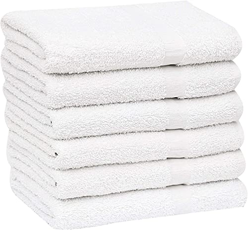 GOLD TEXTILES 24 PCS New White 20X40 Cotton Blend Economy Bath Towels Soft & Quick Dry Salon Hair Towel-Gym Towel (2 Dozen) - size: 24 Pack Economy Grade