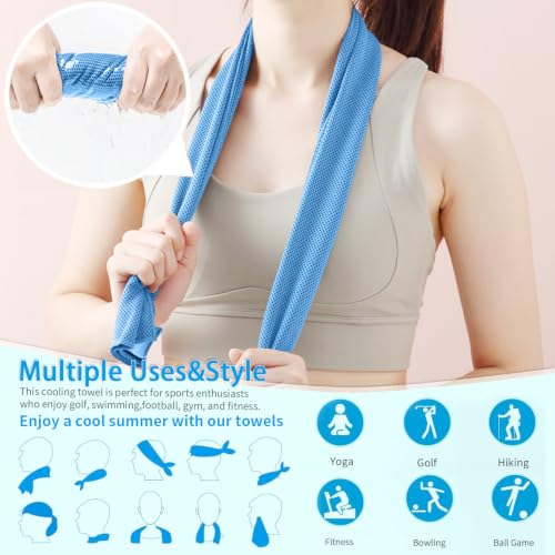 Puomue 5 Pack Cooling Towels, 40 Inches X 12 Inches, Breathable Soft Chilly Microfiber Towel for Yoga, Sport, Running, Workout, Gym, Camping and Fitness, Blue - color: Blue