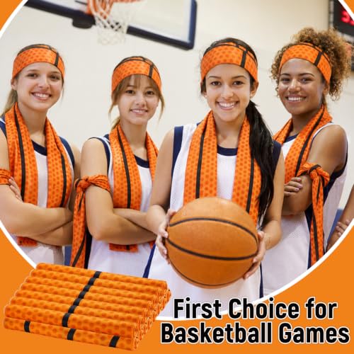 30Pcs Basketball Cooling Towels for Neck and Face 40 x 12 Inch Basketball Sports Team Gift Workout Ice Towel for Gym Sweat Microfiber Breathable Chilly Bulk Neck Wraps for Athletes Camping Travel Yoga - style: Basketball