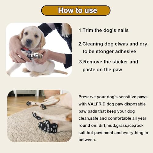 ‌VALFRID Paw Protector Anti Slip Paws for Dogs,Dog Grippers for Senior Dogs,Paw Pads for Hot Pavement, Durable Traction Pads for Hardwood Floors XXL Black 60 Pieces - size: XXL (2.83" x2.52")