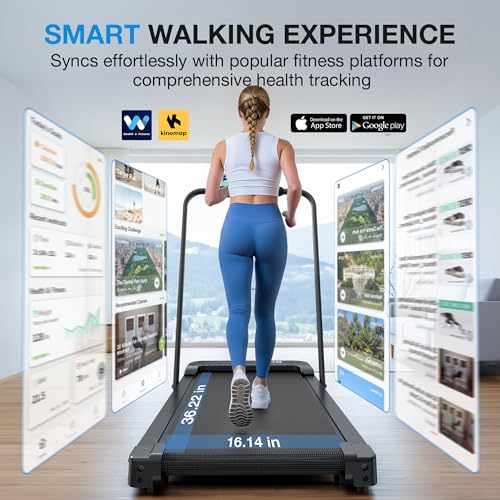 WELLFIT Folding Treadmill for Home, Walking Pad with Incline and Handle Bar | 320+lbs Capacity,Under Desk Treadmill for Home Small Office,Low Noise Treadmills with Smart Voice Control for Jogging Running