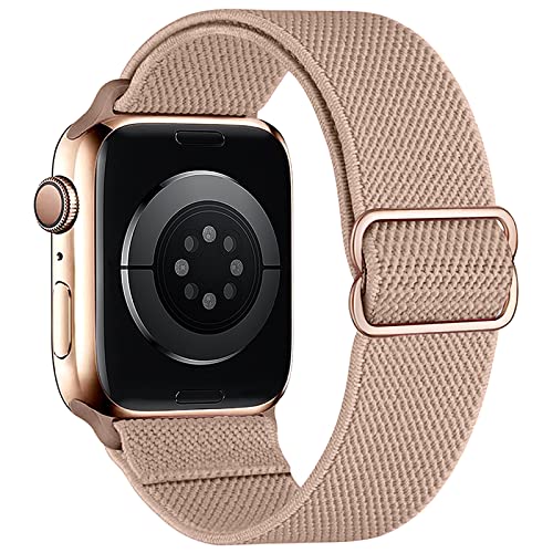 Stretchy Nylon Loop Bands Compatible with Apple Watch 38mm 40mm 41mm 42mm 44mm 45mm 49mm Adjustable Soft Elastics Strap Compatible with Apple Watch SE Ultra iWatch Series 8/7/6/5/4/3/2/1 (Rose - color: 1-Rose powder, size: 38mm/40mm/41mm/42mm(Series 10)