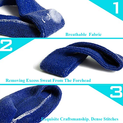 3 Pack Men & Women Sports Sweatbands Headbands - color: White,Blue,Rose red