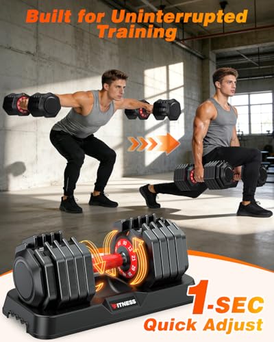 XDDIAS Adjustable Dumbbell Set for Home Gym Workout | 25 to 90 lbs, non-slip knurled grip, compact storage, one-hand adjustable - size: 90LB Pair
