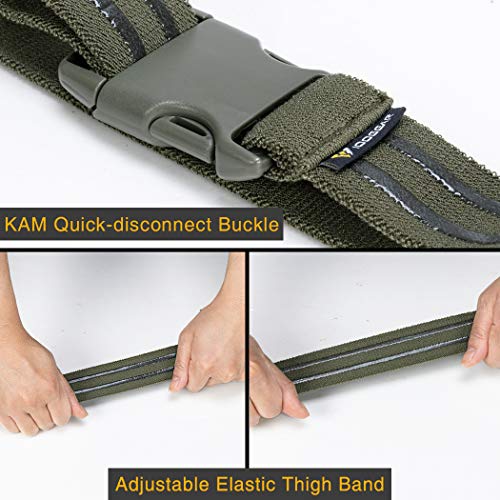 IDOGEAR Tactical Leg Strap Thigh Belt for Holster Knife Elastic Thigh Strap Outdoors EDC Leg Hanger with Quick-Release Buckle - color: Ranger Green