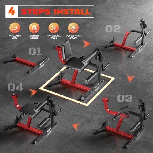 Leg Extension and Curl Machine, 4 in 1 Lower Body Workout Machine, Adjustable Leg Curl Machine with Plate Loaded, Leg Extension Machine with Exercise Bench, Home Gym Weight Machine - style: Red-Z2