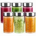 Glass Juice Bottles 6 Pack 10 oz - Wide Mouth Glass Water Bottles with Lids - for Juicing, Protein, Smoothie, Milk, Reusable, BPA Free, Stainless Steel Lids, Blender, Shaker Bottle (300ml) - color: 6-Pack (ml), size: 10oz/300ml