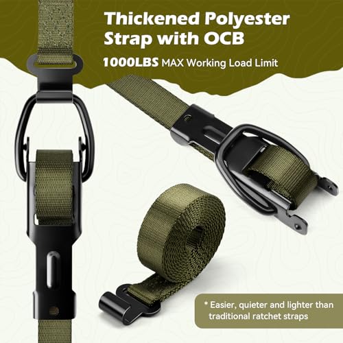 Saddle Hunting Platform Steps, Ultra-Light Ring of Steps for Climbing Bow Hunting with 6 Feet Heavy-Duty Strap & Cam Buckle, Ergonomic Anti-Slip Design - size: 4 Pack
