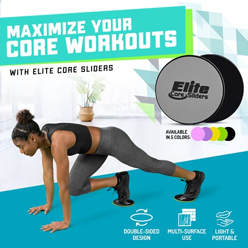 Elite Sportz Core Sliders for Working Out - Pack of 2 Compact, Dual Sided Gliding Discs for Full Body Workout on Carpet or Hardwood Floor - Fitness & Home Exercise Equipment - Small Gift for Athletes - color: Pink