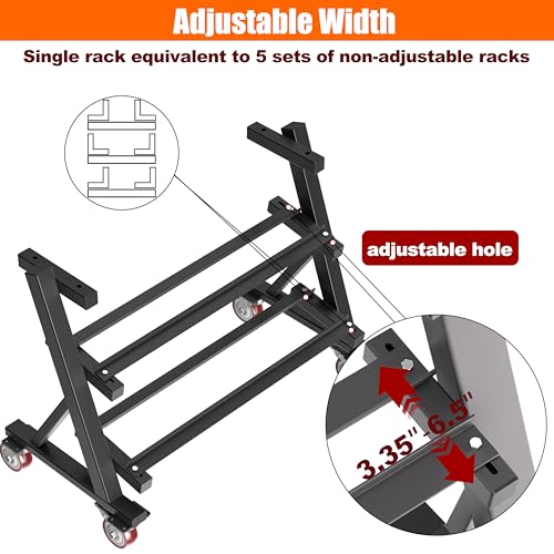 Heavy Duty 3 Tier Dumbbell Rack Stand, 1200LBS Commercial Weight Storage Organizer for Home Gym (Select Frame Type: Kettlebell Flat Tray, All Rails, or Rolling Wheels), Stand Only - color: 3-Tier (Tray & Wheels)- Black