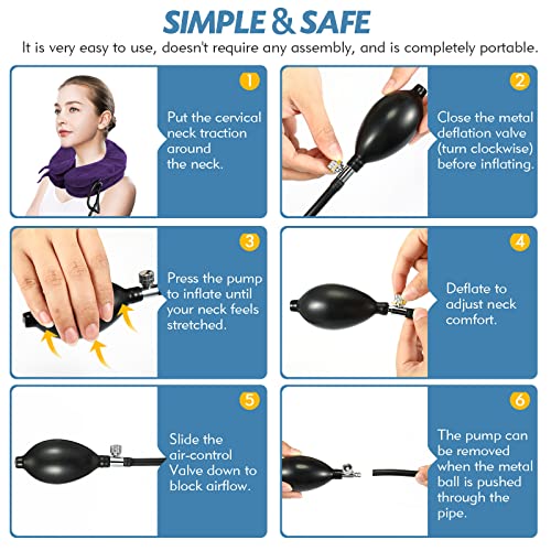 Jaximy Neck Stretcher for Neck Pain Relief, Cervical Traction Device, Neck Traction Device, Adjustable Inflatable Neck Brace & Cervical Neck Traction Device Home Use Decompression(Purple) - color: Purple