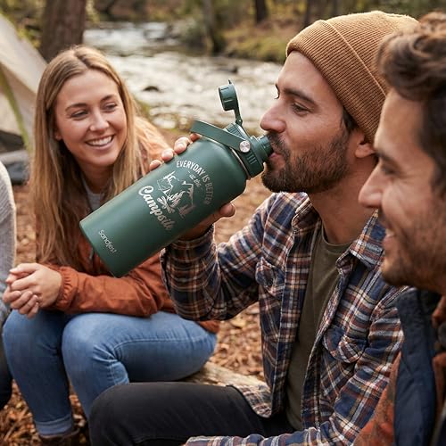 Camping Insulated Stainless Steel Water Bottle 32oz, Everyday is Better with the Campsite, Vacuum Chug Lid Travel Tumbler for Men Friends Dad Brothers Camping Lovers, Gift for Birthday Christmas - color: Camping