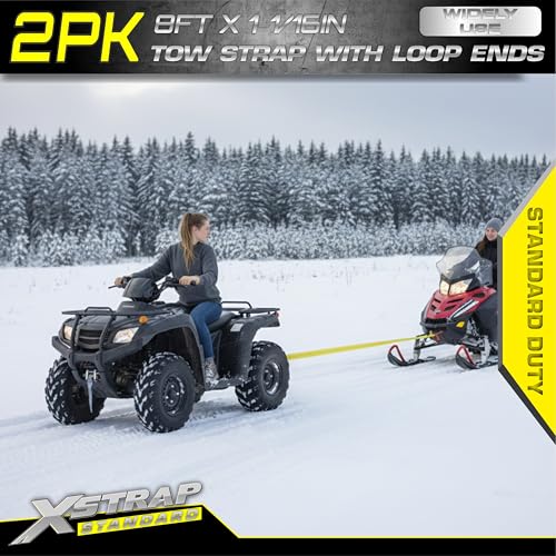 XSTRAP STANDARD 2PK 1-3/4''x 8FT Tow Straps with Loop Ends, Lifting Sling Web Strap | 5000 lbs Breaking Strength, Heavy Duty Flat Lift Sling Web Straps for Rigging, Moving, Hoist, Tree Stump Removal - style: 2pk 1-3/4''x 8FT