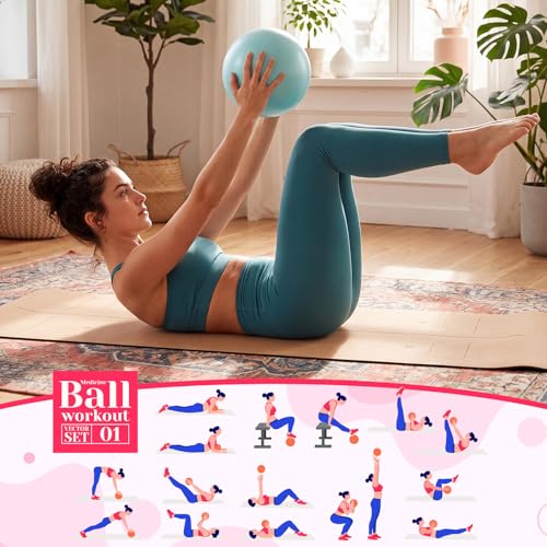 Aoriher 10 Pack 9 Inch Small Pilates Ball Bulk Mini Exercise Ball Portable Non-Slip Workout Yoga Balls with Air Pump for Stability, Barre, Fitness, Balance, Physical &Core, Gym Home Office Use - color: Mint Green