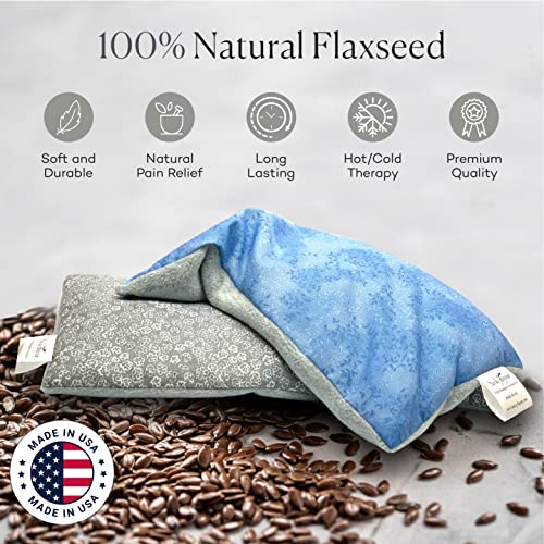 SacksyThyme Microwave Heating Pad for Cramps, Back, Neck, Shoulders, Leg Pain - Reusable Heat Pack, Hot Moist Microwavable Therapy Pack - Unscented Flaxseed Hot Compress Made in USA (Size: 12" x 7") - size: 12" x 7"