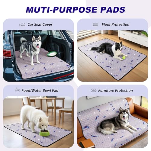 Washable Dog Pee Pads, Non-Slip Waterproof, 36 x 54 in, 2 Pack, Feather | Super absorbent, waterproof and non-slip; washable, reusable dog pads for crates, playpens, floors, furniture and travel - color: Feather Pattern, size: 36"x54"(Pack of 2)
