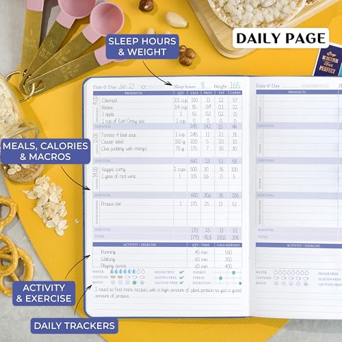 Legend Wellness Planner & Food Journal – Daily Diet & Health Journal with Weight Loss, Measurement & Exercise Trackers – Lifestyle & Nutrition Diary – Lasts 6 Months, A5 size – Mystic Blue - color: Mystic Blue Debossed, size: A5 (5.8” x 8.3”)