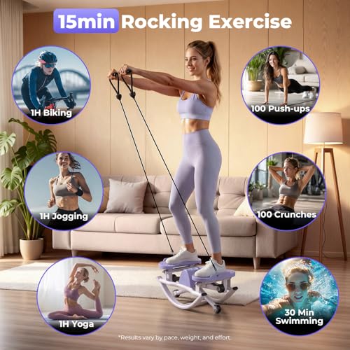 Rock Stepper, Side to Side Stepper for Exercise at Home, Low-Impact 3D Rocking Stepper Machine with Resistance Bands & Non-Slip Mat, Side Stepper for Full Body Workout, 250 LBS Capacity - color: PURPLE