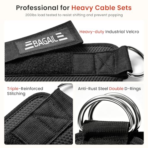 BAGAIL Ankle Straps for Cable Machines (2 Pack), Double D-Ring Ankle Cuffs with Extra Thick Padding, Adjustable Fit for Women & Men Glute Kickbacks, Hip Abductors & Leg Curls, Includes Mesh Bag - color: Black