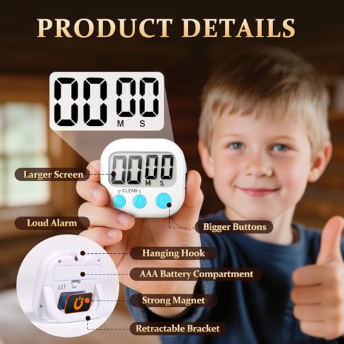 6 Pack Digital Kitchen Timer Small Classroom Timers for Kids Teachers (Blue&White) - color: Blue&white