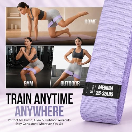 Fabric Resistance Band Set with Exercise Guide, 3 Levels for Hip and Glute | For women and men; 3 resistance levels with an exercise guide for legs, squats, yoga, fitness, and physical therapy - color: Morandi Colors - green, purple, pink