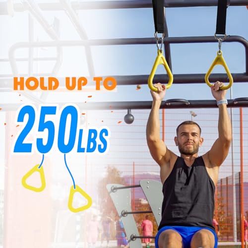 LadyRosian Trapeze Bar Swing Monkey Bars Hanging Ninja Rings Warrior Slackline Obstacle Course Kits for Kid Playground Equipment Accessories (Yellow) - color: Yellow