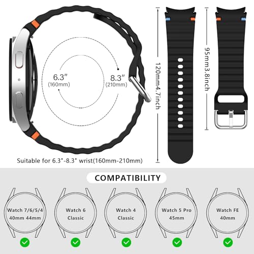 sport Band&Storage Organizer Compatible for Galaxy Watch 7 6 5 4 | No Gap Soft Silicone Strap Men Women,for Samsung Galaxy Watch 40mm 44mm/FE 40mm/Watch 6 Classic 43mm 47mm/5 Pro 45mm - color: 10colors