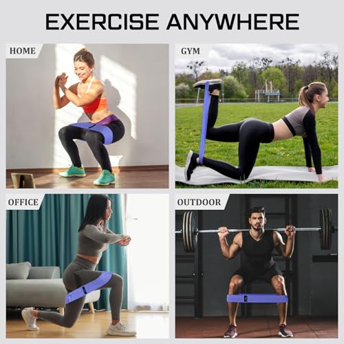 12 Pcs Fabric Resistance Bands for Working Out Non-Slip Booty Exercise Loop Bands for Women Men Glutes Hip Thigh Butt Yoga Pilates Fitness Gym, Light Medium Heavy - color: Dark Purple, style: Heavy Resistance