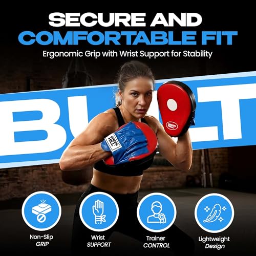 Green Hill Curved Boxing Focus Mitts for MMA, Muay Thai & Boxing - color: BLUE/BLACK
