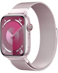 Original Stainless Steel Milanese Loop Compatible with Apple Watch Band 38mm 40mm 41mm 42mm 44mm 45mm 46mm 49mm, Magnetic Clasp Replacement Band for iwatch Series 10 9 8 7 6 5 4 3 2 1,Ultra/Ultra 2, SE Women & Men Watch Strap for iWatch (Pink, 49mm/45mm/4