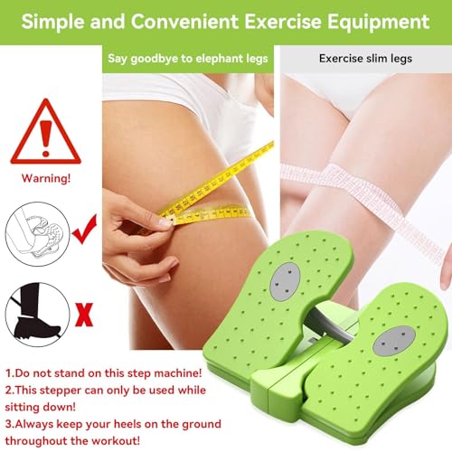 Mini Stepper Trainer, Reinforced Nylon Foot Stepper Exercise Machine Quiet Stair Stepper Foldable Leg Exerciser Peddle for Home Office - color: Green