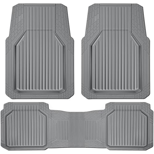 CAR PASS Heavy Duty Rubber Floor Mats for Car, Waterproof Liner Deep Dish Car Mats Full Sets, Universal Trim to Fit for SUV Truck Sedans Vans, All Weather Automotive Floor Mats 3pcs, Solid Gray - color: GRAY