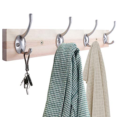 IBosins 12 Pack Silver Coat Hooks Wall Mounted with 24 Screws Retro Double Hooks Utility Silver Hooks for Coat, Scarf, Bag, Towel, Key, Cap, Cup, Hat - color: Silver