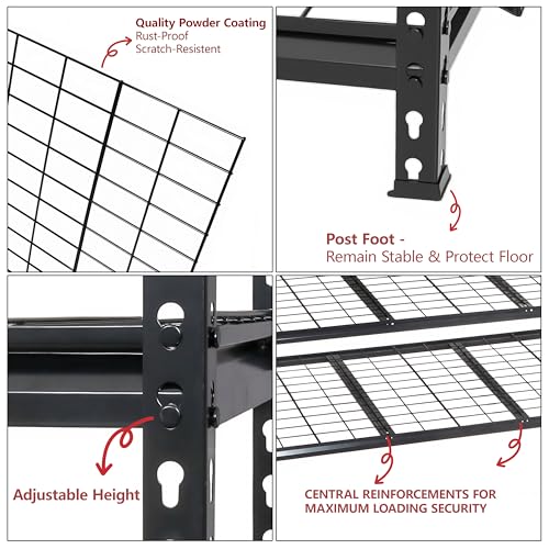 5-Tier Heavy Duty Metal Shelving Unit Adjustable Storage Rack, Boltless Assembly, 4000 lbs Total Capacity, Black, for Garage, Basement, Warehouse, Workshop (Black, 48" W x 24" D x72 H) - size: 48"W x 24"D x72"H