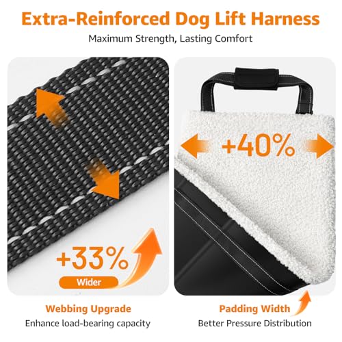 LOOBANI Dog Sling for Large Dogs Hind Leg Support, Portable Dog Lift Harness for Back Legs, Comfortable Leg Support Assistance for Elderly Dogs with Hip, ACL Brace, Senior, Injured - color: Black, size: XX-Large