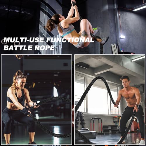 Battle Rope 1/1.26/1.5/2 Inch Diameter,Pink 30FT/40FT/50FT Exercise Workout Ropes for Home Gym Heavy Weighted Training Rope for Working Out - style: 1.26 inch 30ft