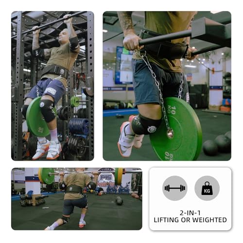 2-in-1 Weightlifting Belt & Dip Belt with Chain for Added Weight Training,Weightlifting, Squats, Deadlifts,Powerlifting for Men & Women - color: Green/Grey, size: XX-Large