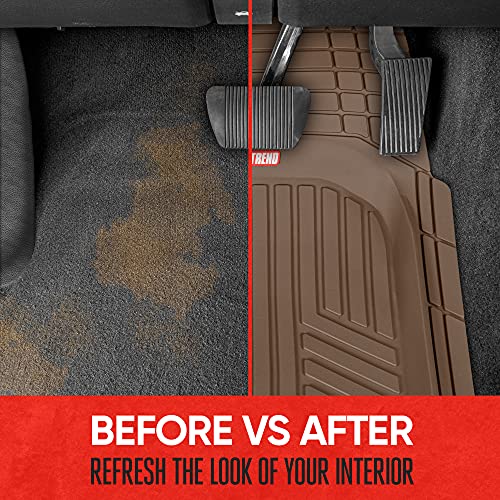 Motor Trend FlexToughXL DeepDish Floor Mats for Cars, Full Set All-Weather Rubber Automotive Floor Mats Waterproof Heavy Duty Car Mats Flexible Floor Liners for Car Truck Van SUV Car Floor Mat (Brown) - color: Brown, style: FlexToughXL