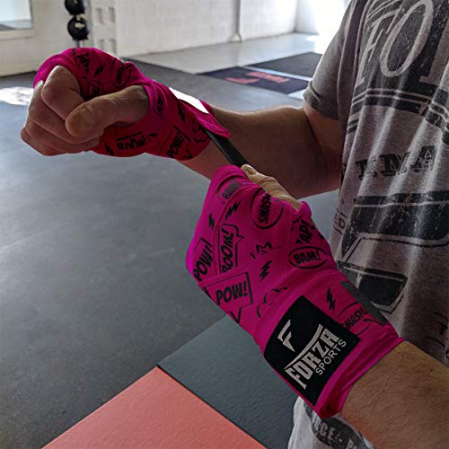 Forza Sports 180" Mexican Style Boxing and MMA Handwraps - color: Comic Book Hot Pink