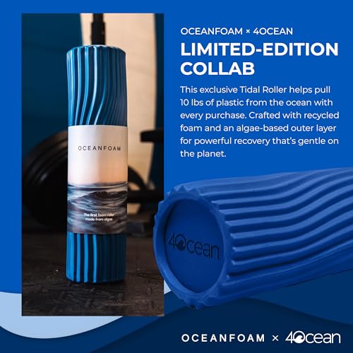 Oceanfoam x 4ocean Roller (Royal Blue) – Limited Edition Muscle Roller for Back Pain & Yoga - High Density Foam for Physical Therapy - Textured for Deep Tissue Massage - size: Full Size (20" x 5")