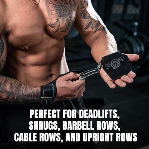 MANUEKLEAR Gym Straps Weight Lifting, Double Leather Lifting Straps for Men Deadlift with Cushion Wrist Loop, Gym Lifting Wrist Wraps for Weightlifting - color: One Size - Black/Camo