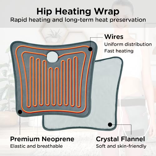 Comfytemp Hip Heating Pad Hip Brace, FSA Eligible Items Only List Birthday Gifts for Mom Women Dad Men, HSA Approve Lower Back Thigh Buttock, Heated Wrap, Electric HSA Heat Pad Hot Relax (S/M)