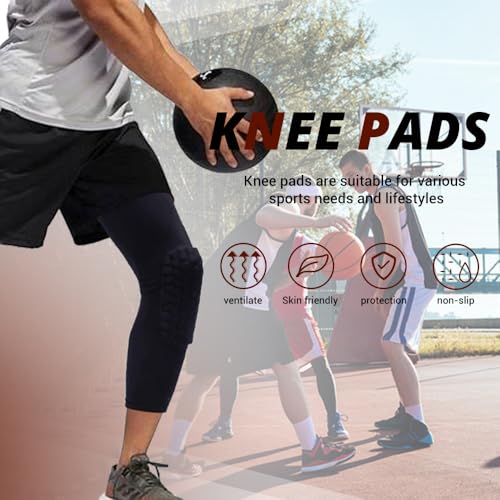 PISIQI Knee Pads Compression Pads Long Leg Sleeve Collision Avoidance Brace Protection Knee Sleeve for Basketball Football Volleyball Cycling (1 Pair) - color: Ni Cai Black, size: Medium