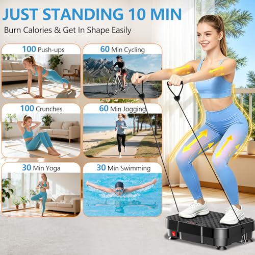 Vibration Plate Exercise Machine Vibration Plate for Lymphatic Drainage Weight Loss,Muscle Activation Fat Burner for Women Men,250 Speeds Shake Plate,Whole Body Exercise Equipment - color: Black